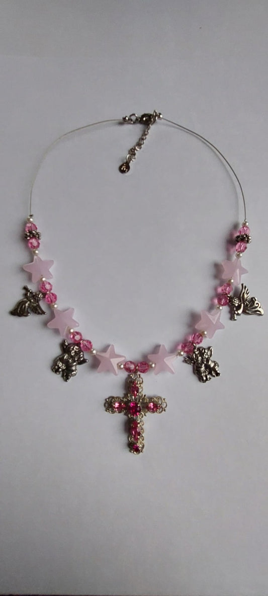 6007 Vintage Kette mit Swarovski Kristallen & Beads 40cm