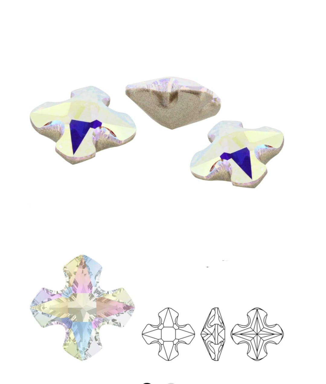 Swarovski® Fancy Greek Cross Aurore Boreale 8mm