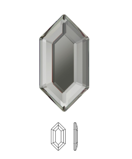 Swarovski® Flatback Hotfix Elongated Hexagon Black Diamond 8.2x4.2mm