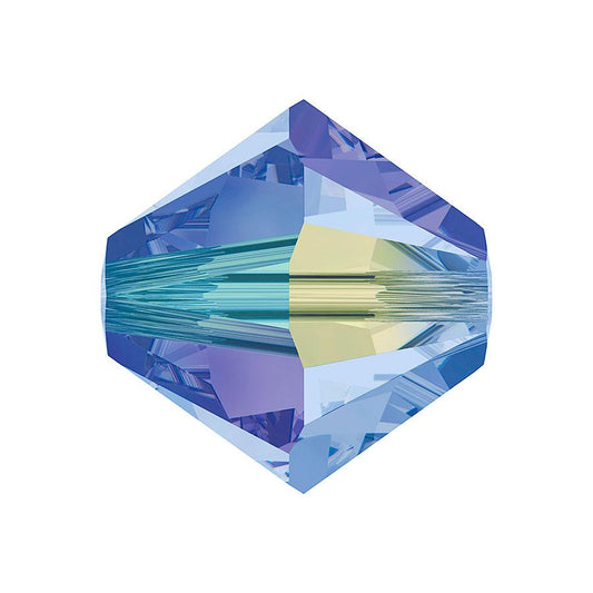 Swarovski® Beads Bicone Light Sapphire Aurore Boreale 2X 4mm