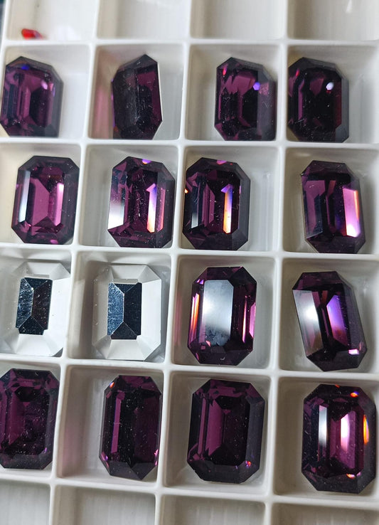 Swarovski® Fancy Vintage Octagon Amethyst Verspiegelte Rückseite 18x13mm