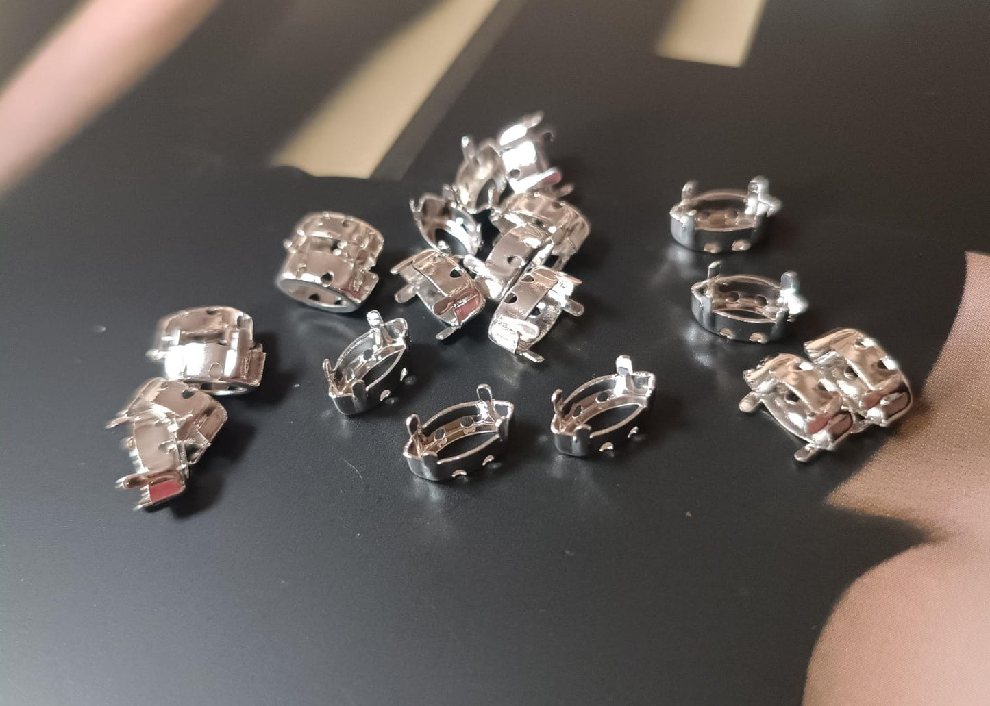 Swarovski® Fassung Navette Rhodium 10x5mm