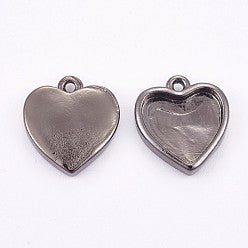 Messing Anhänger Heart Gunmetal 12mm