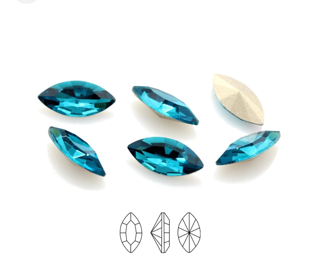 Swarovski® Fancy Vintage Navette Blue Zircon Silver Foiled 10x5mm