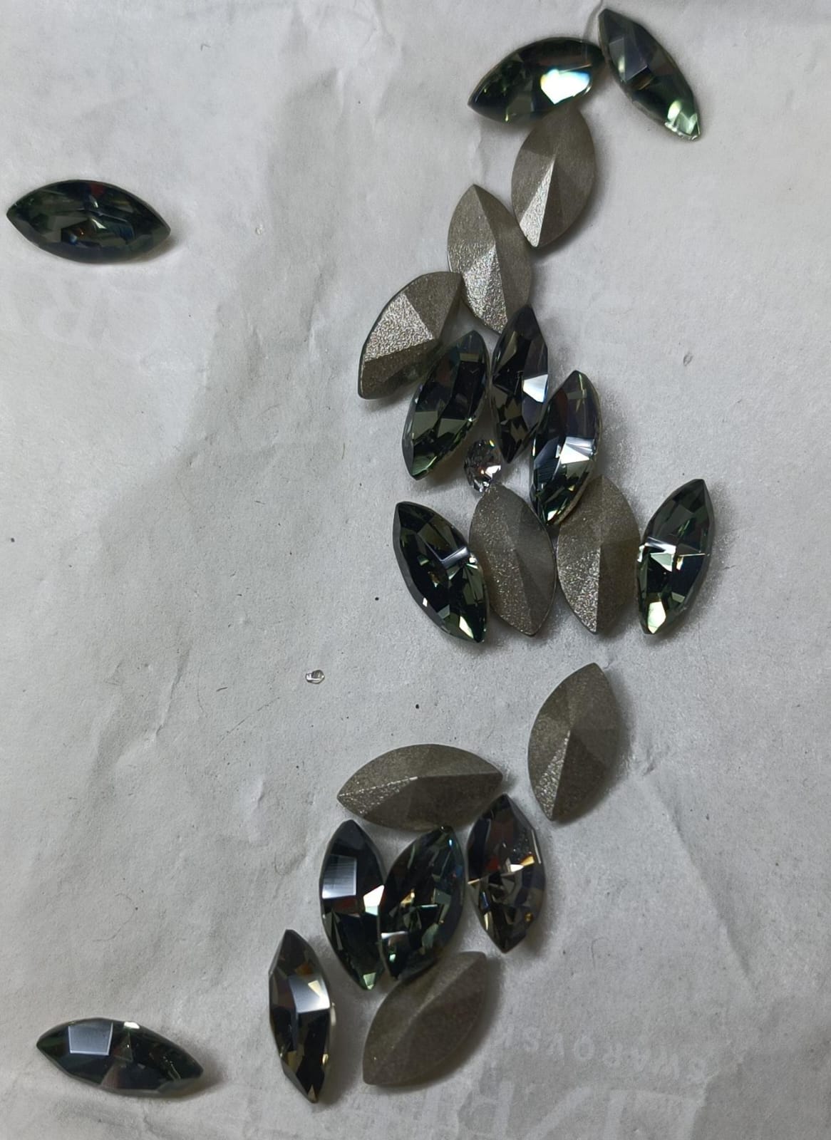 Swarovski® Fancy Vintage Navette Black Diamond Silver Foiled 10x5mm