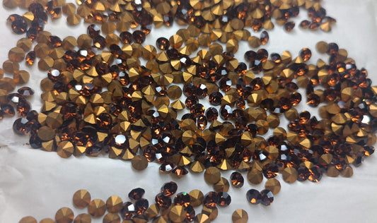 Swarovski® Chaton Vintage Smoked Topaz Gold Foiled SS21