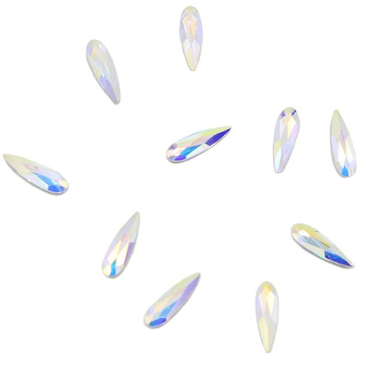 Swarovski® Nail Crystals Flat Raindrop Crystal Aurore Boreale 14x3.9mm