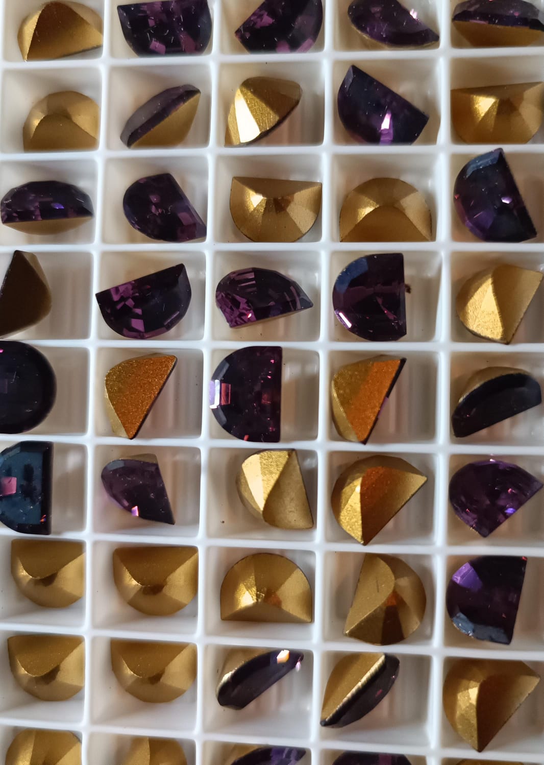 Swarovski® Fancy Vintage Half Moon Amethyst Gold Foiled 10x7.5mm