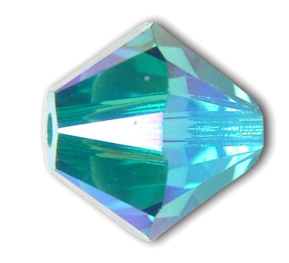 Swarovski® Beads Bicone Blue Zircon/Aurore Boreale 2X 4mm