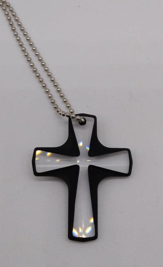 Swarovski® Anhänger Cross Crystal+Jet Matte 38x29mm