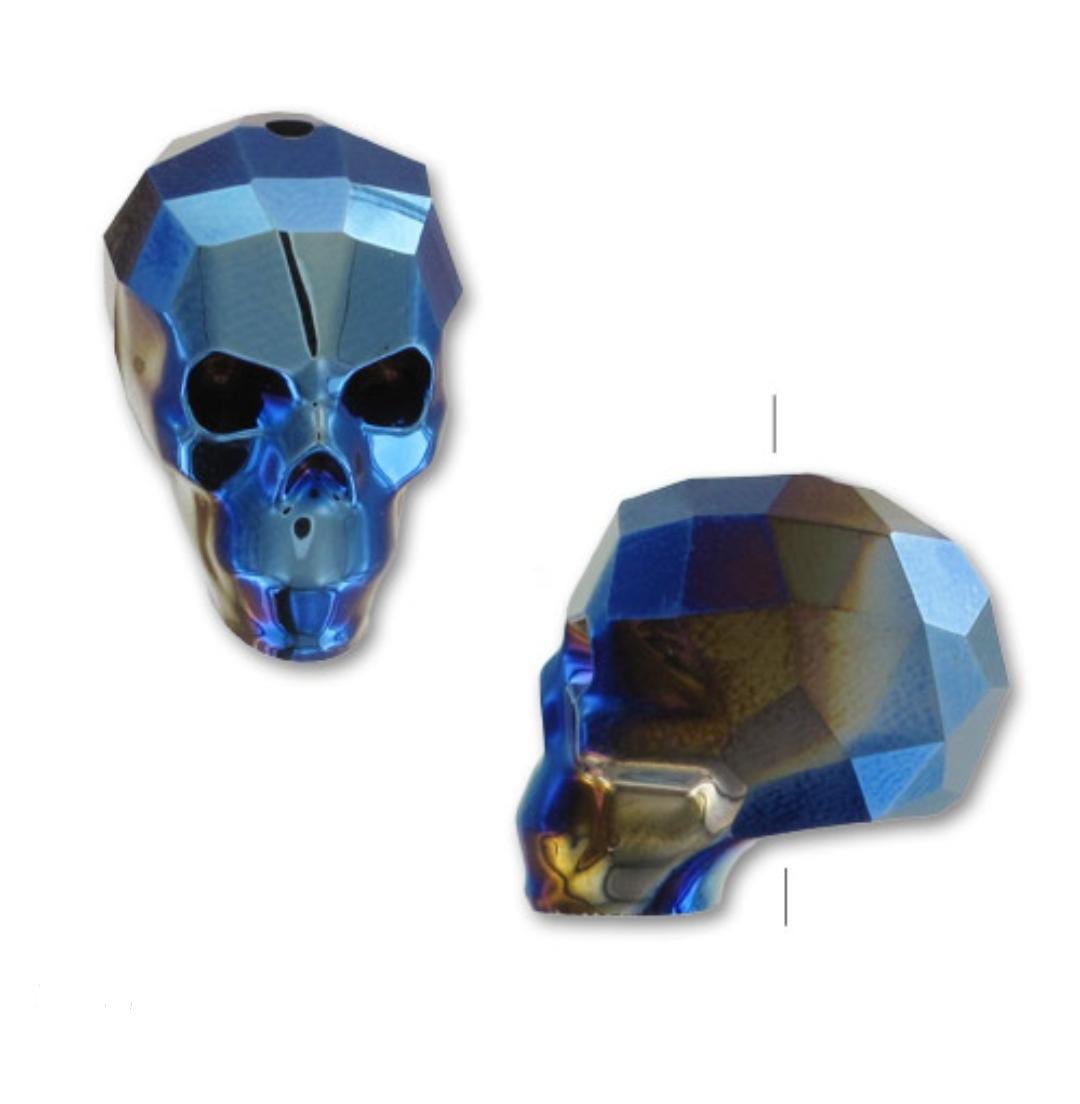 Swarovski® Beads Skull Metallic Blue 19mm