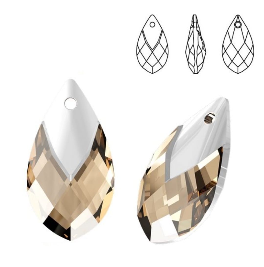 Swarovski® Anhänger Met Cap Pear-shaped Light Colorado Topaz/Light Chrome 22mm