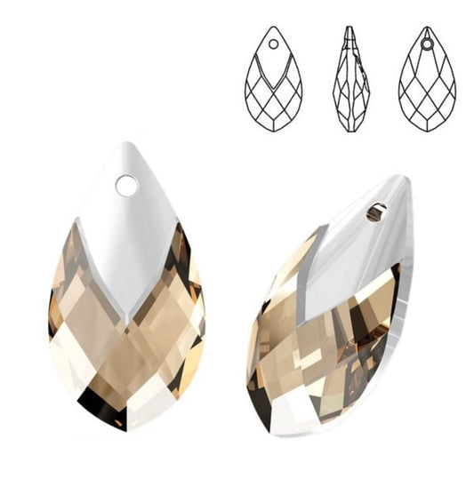 Swarovski® Anhänger Met Cap Pear-shaped Light Colorado Topaz/Light Chrome 22mm