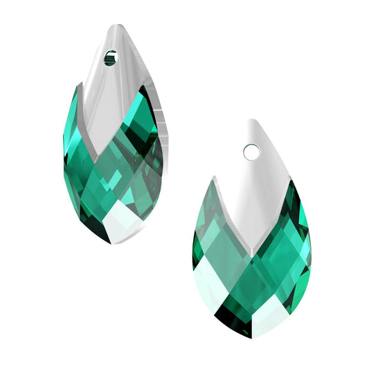 Swarovski® Anhänger Met Cap Pear-shaped Emerald/Light Chrome 22mm