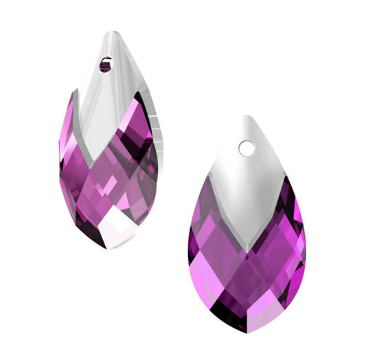 Swarovski® Anhänger Met Cap Pear-shaped Amethyst/Light Chrome 22mm