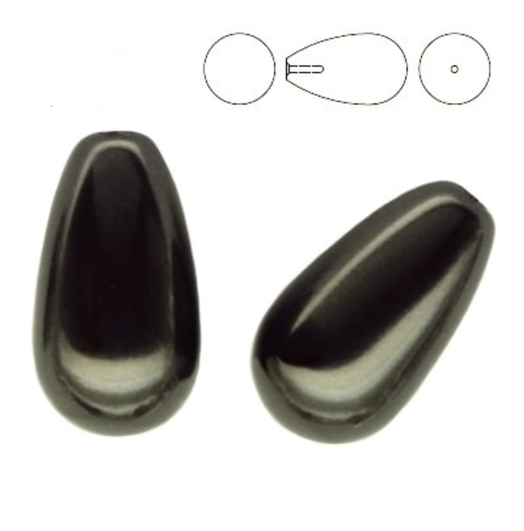 Swarovski® Pearls Drop Pearl Half-Drilled Black 15x8mm