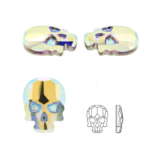 Swarovski® Flatback Skull Aurore Boreale 14x10.5mm