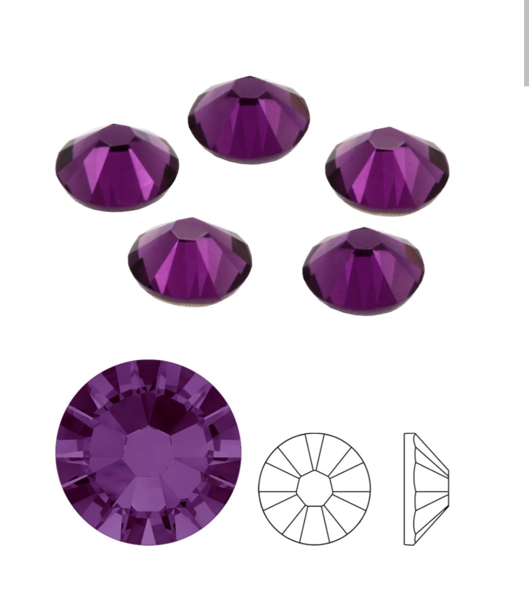 Swarovski® Nail Crystals Flat Rund Amethyst SS10