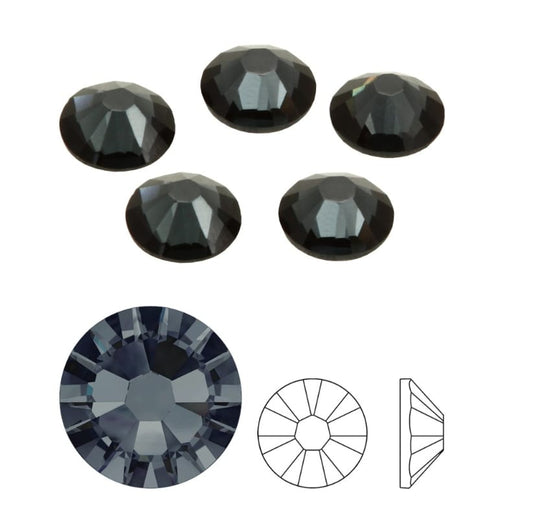 Swarovski® Nail Crystals Flat Rund Graphite SS7