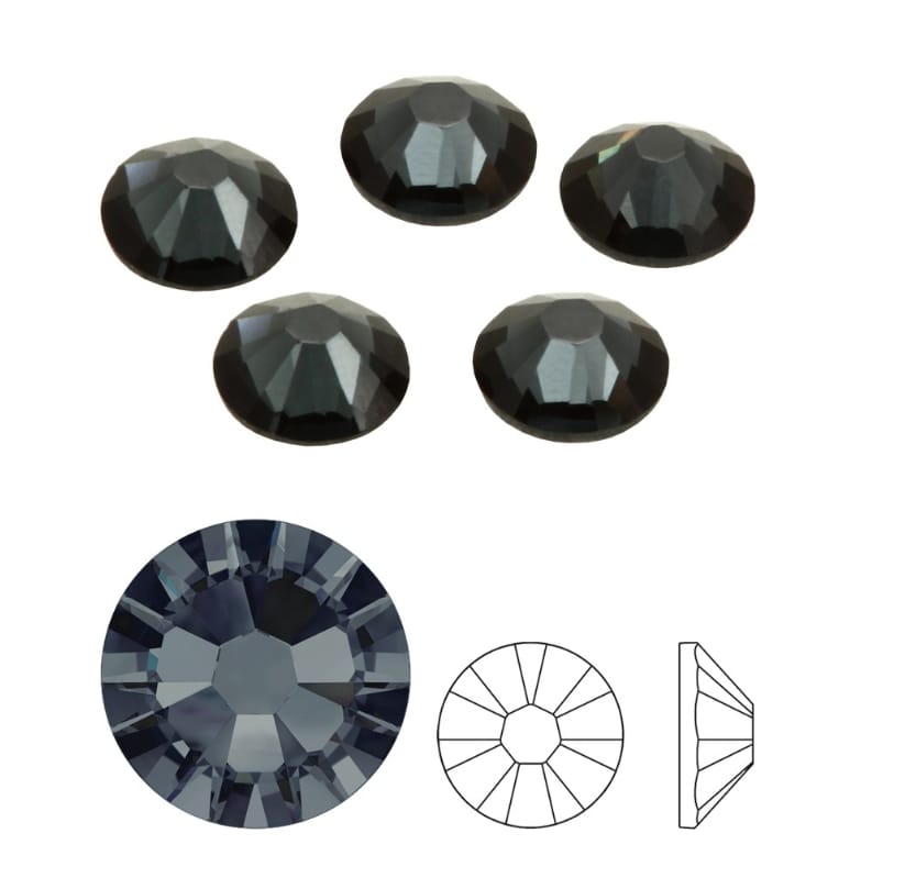 Swarovski® Nail Crystals Flat Rund Graphite SS12