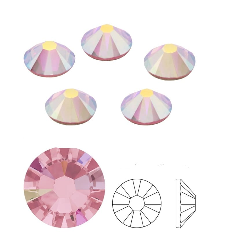 Swarovski® Nail Crystals Flat Rund Light Rose Aurore Boreale SS16