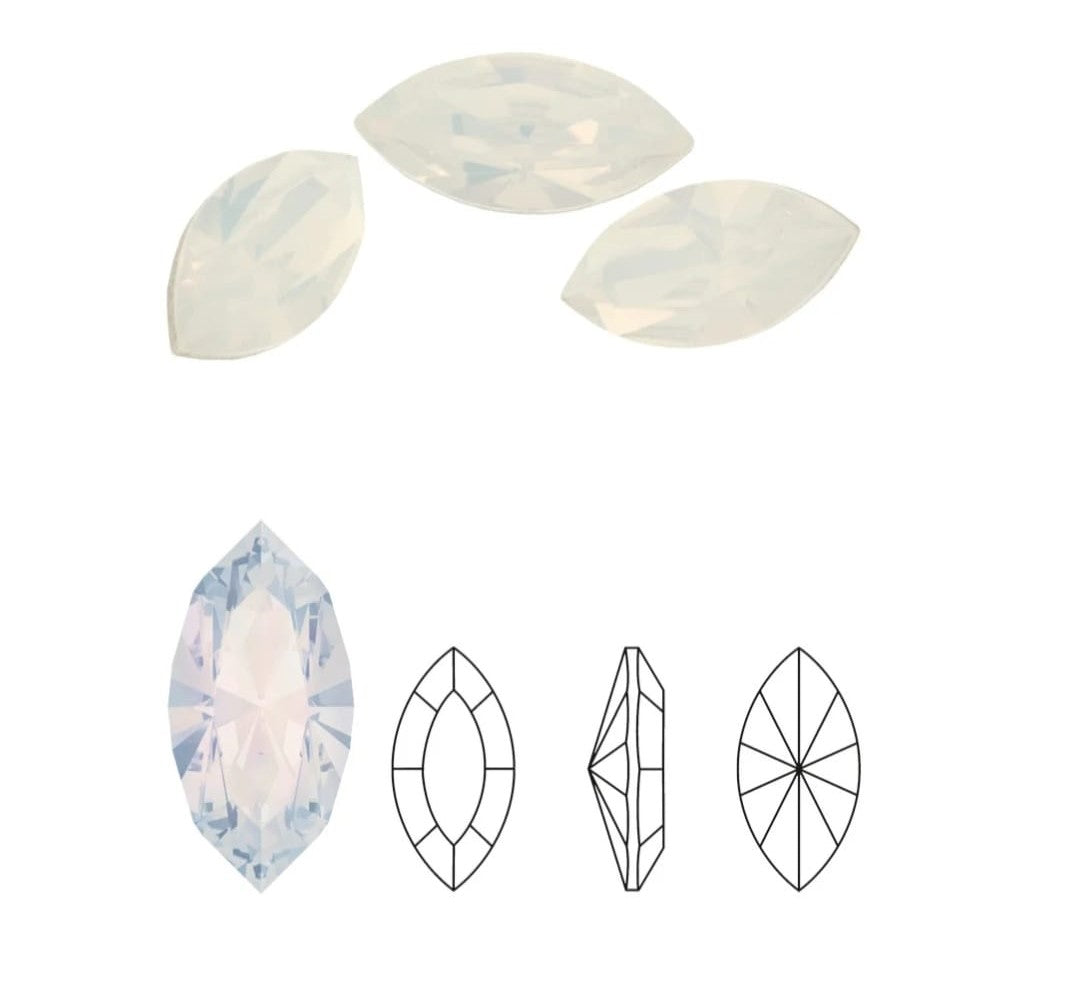 Swarovski® Fancy Navette White Opal 15x7mm