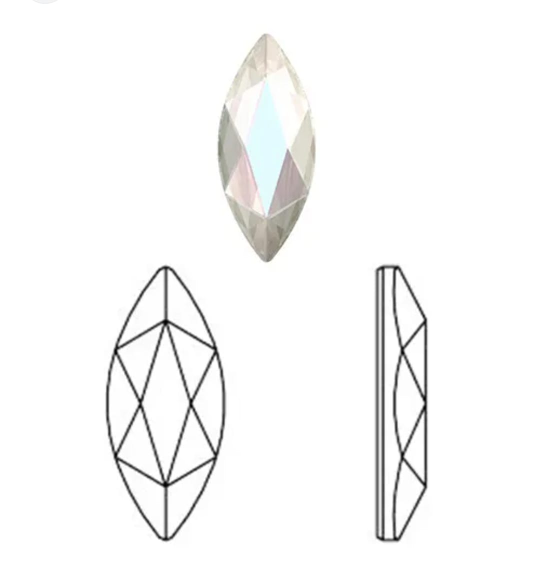 Swarovski® Flatback Hotfix Marquise Aurore Boreale 8x3.5mm