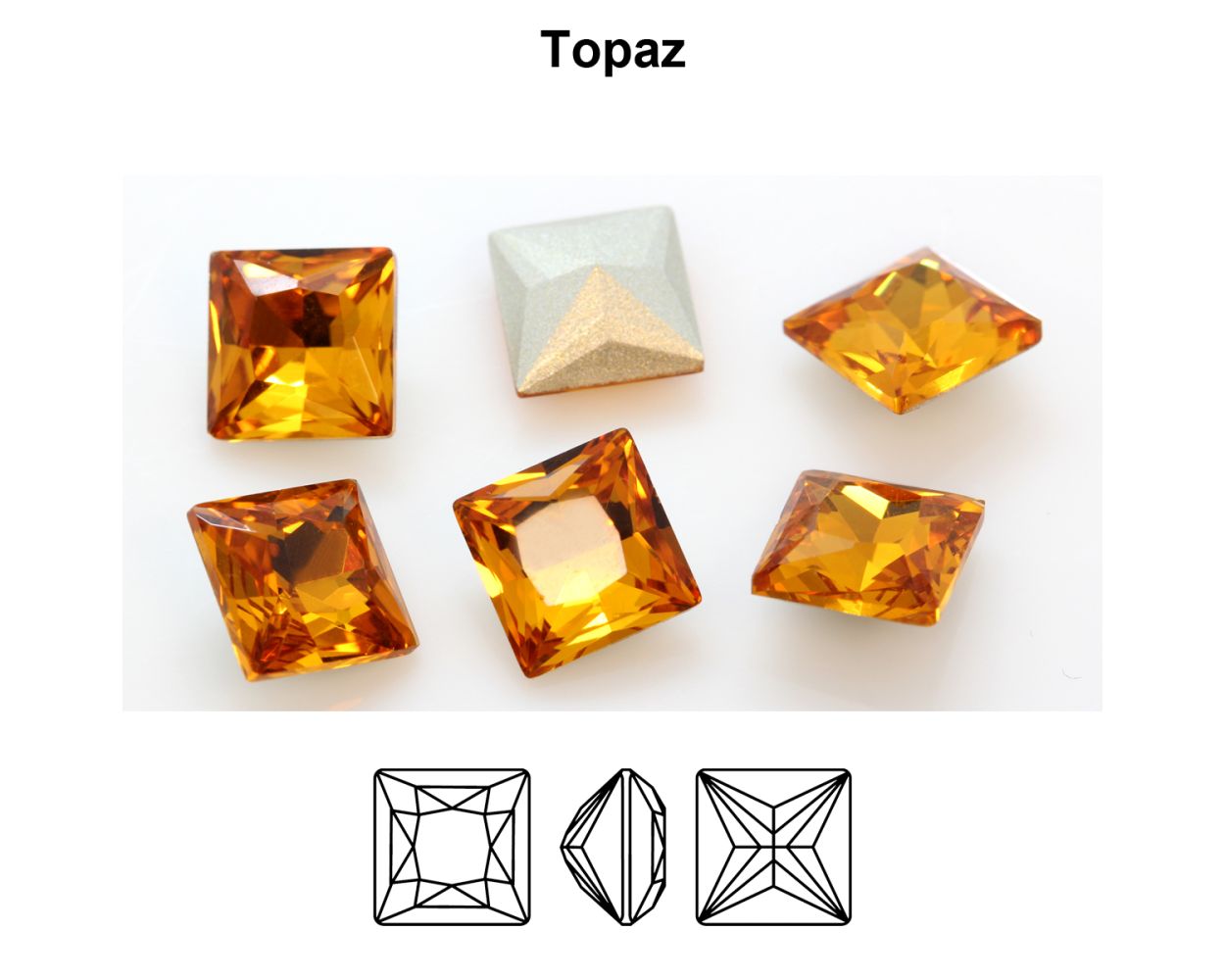 Swarovski® Fancy Princess Square Topaz 12mm