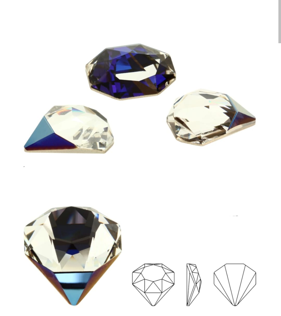 Swarovski® Fancy Tilted Chaton Bermuda Blue Metallic 12mm