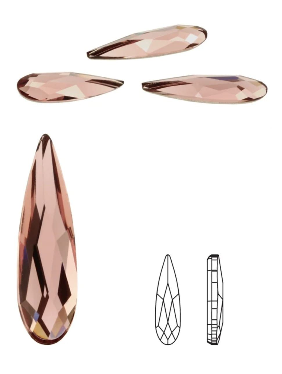 Swarovski® Nail Crystals Flat Raindrop Blush Rose 6x1.7mm