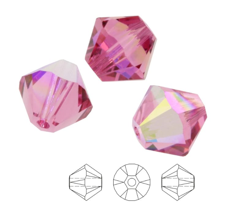 Swarovski® Beads Bicone Rose Aurore Boreale 4mm