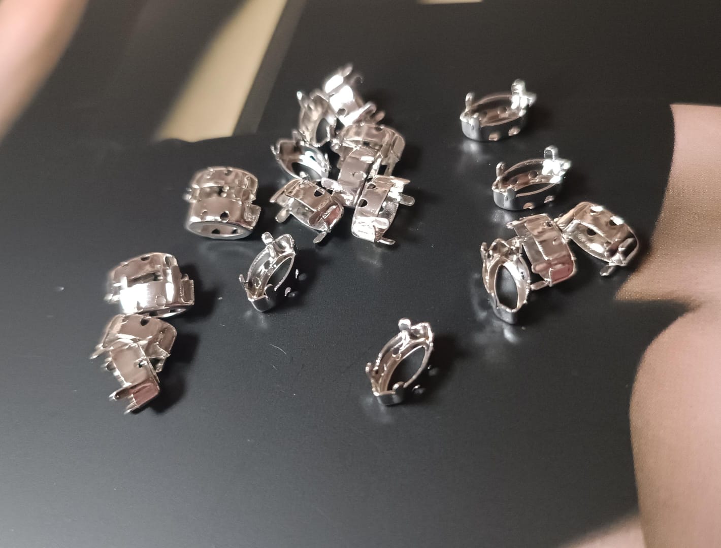 Swarovski® Fassung Navette Rhodium 10x5mm