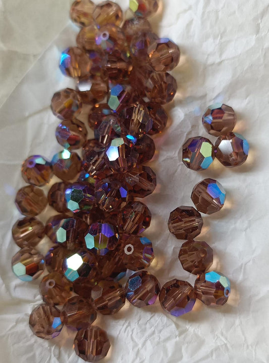 Swarovski® Beads Vintage Facet Light Colorado Topaz Dark Aurore Boreale 8mm