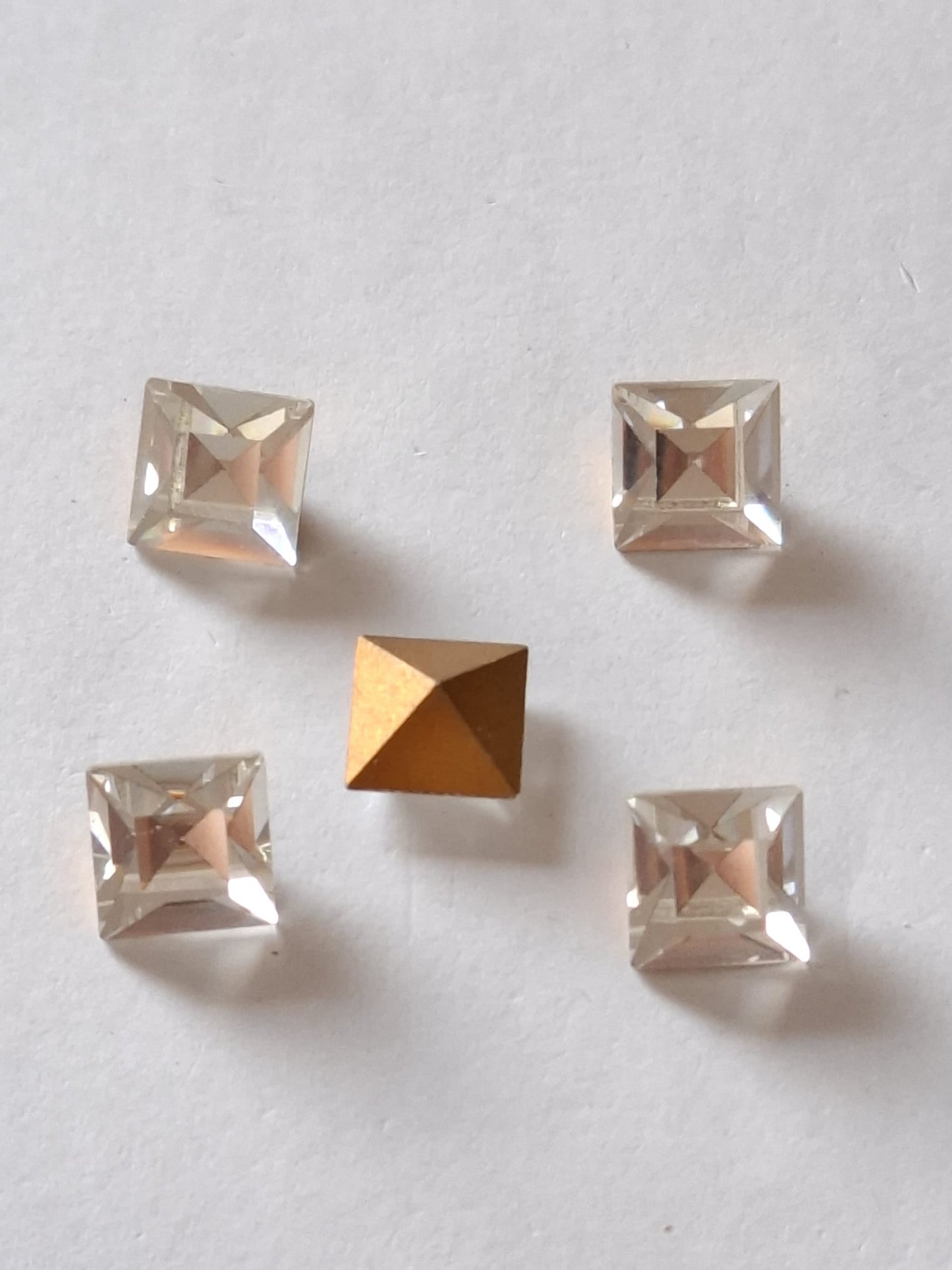 Swarovski® Fancy Vintage Faceted Square Crystal Gold Foiled 8mm