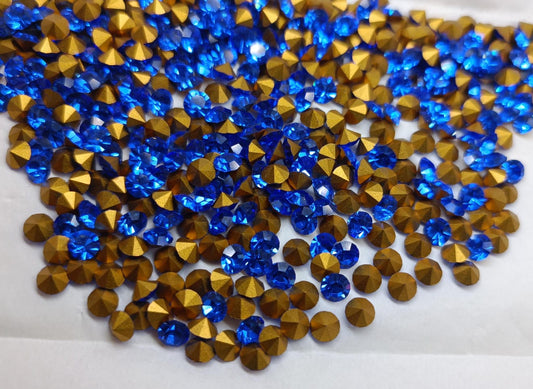 Swarovski® Chaton Vintage Sapphire Gold Foiled SS22