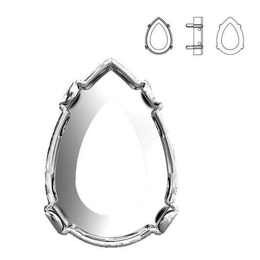 Swarovski® Setting Pear Rhodium 6x4mm