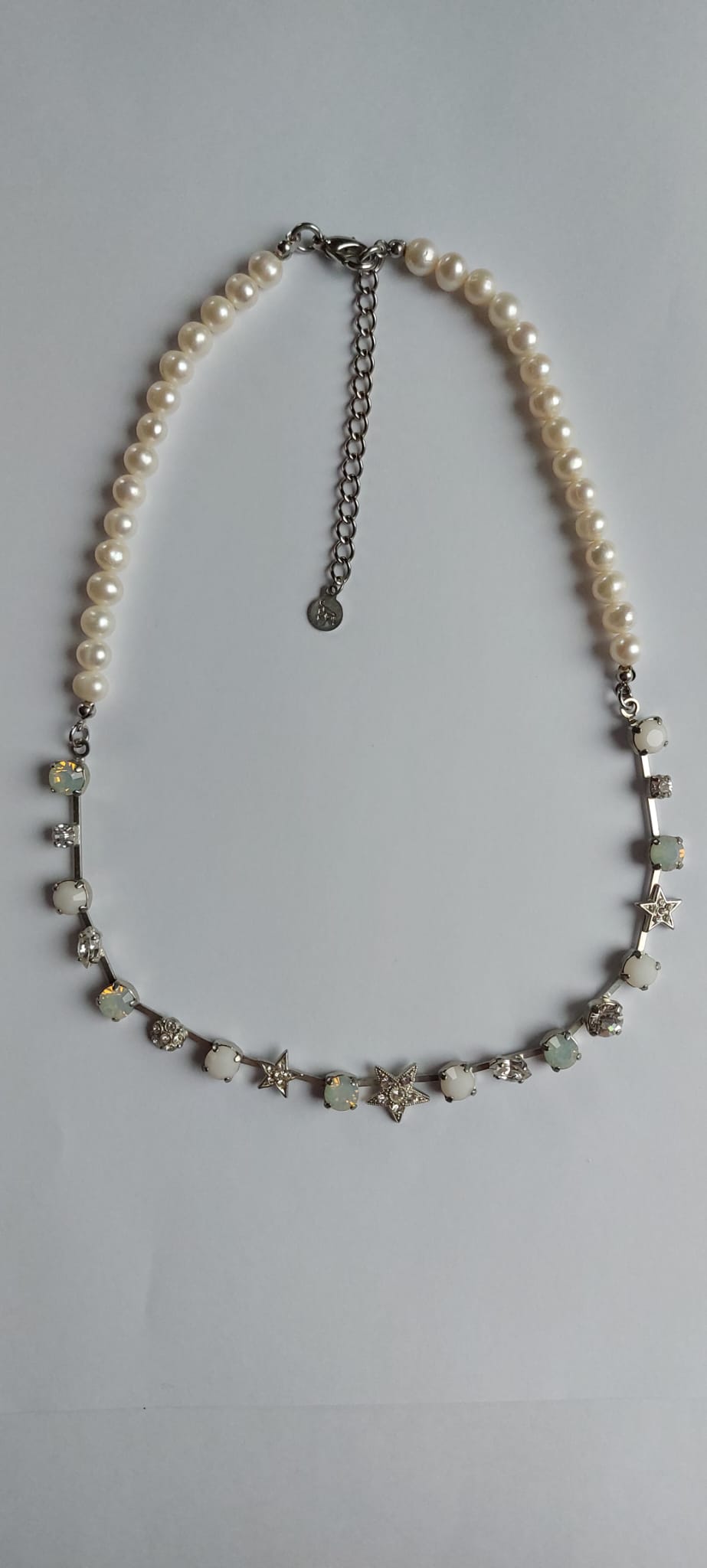 6015 Vintage Kette mit Swarovski Beads und Swarovski Kristallen 40cm