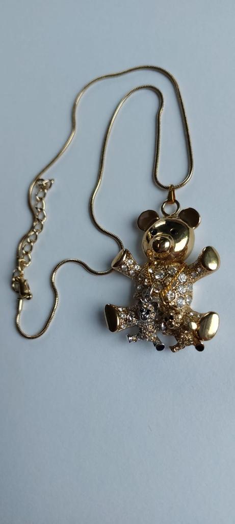 6990 Vintage Teddy Bear Necklace made with Swarovski Kristallen 40cm