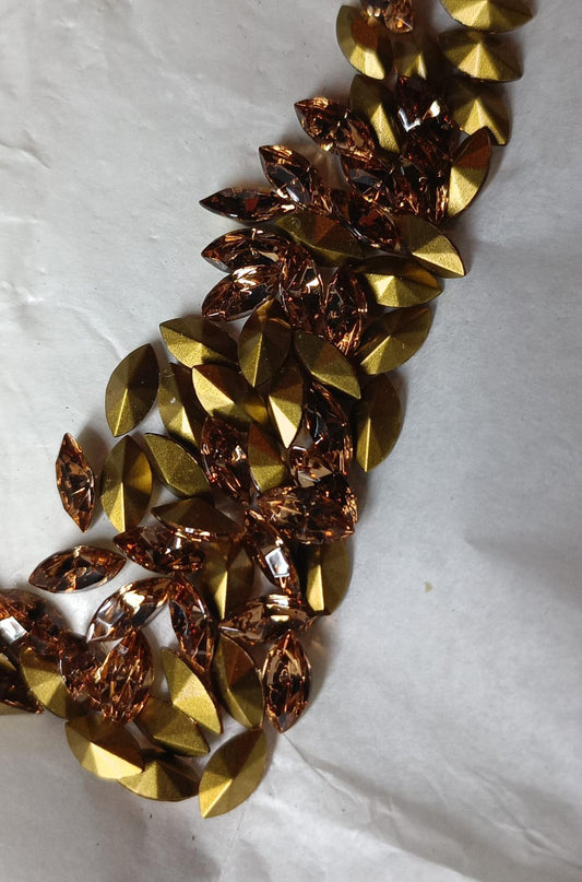 Swarovski® Fancy Vintage Navette Light Colorado Topaz Gold Foiled 10x5mm