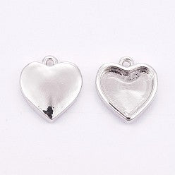 Messing Anhänger Heart Silver 12mm