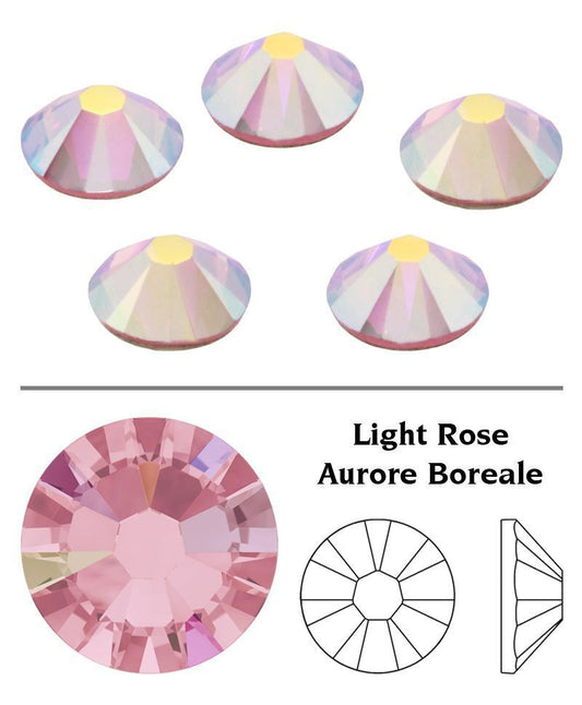 Swarovski® Flatback Hotfix Light Rose Aurore Boreale SS6