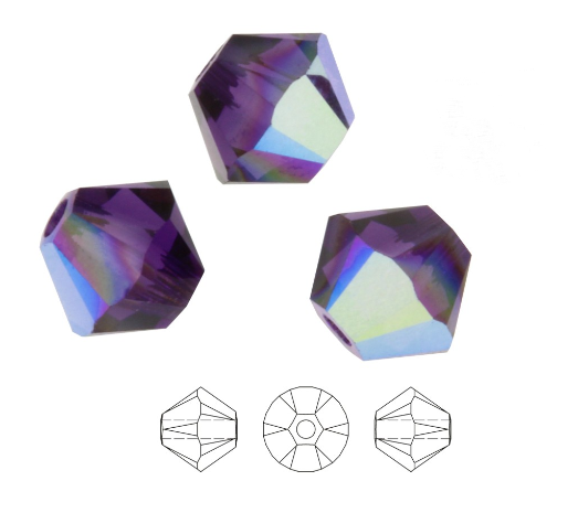 Swarovski® Beads Bicone Purple Velvet Aurore Boreale 4mm